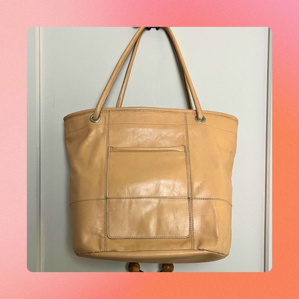 Urban Outfitters XL Leather Tote in Peach Tan